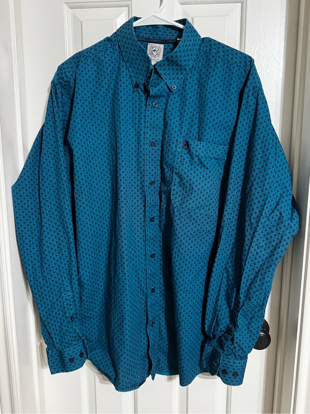 Cinch Men's Teal Patterned Western Shirt